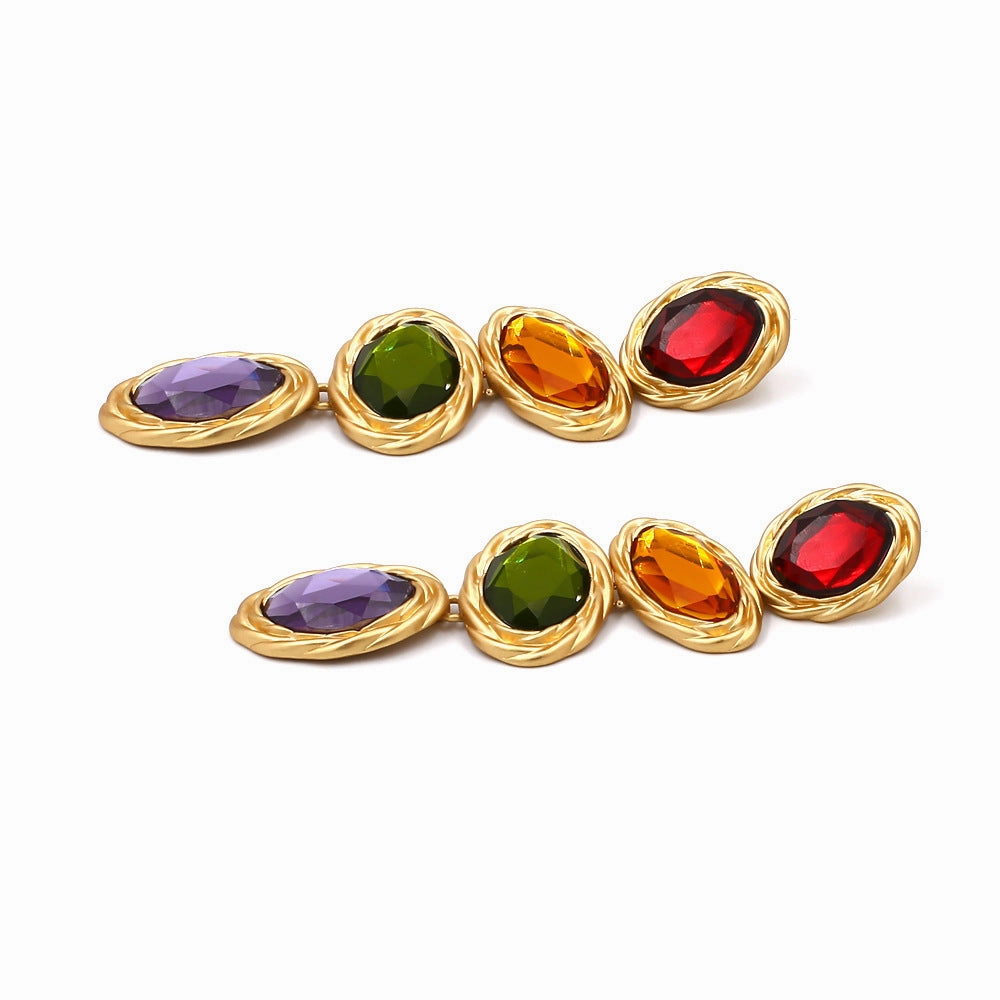 Wholesale Vintage Geometric Glass Crystal Earrings