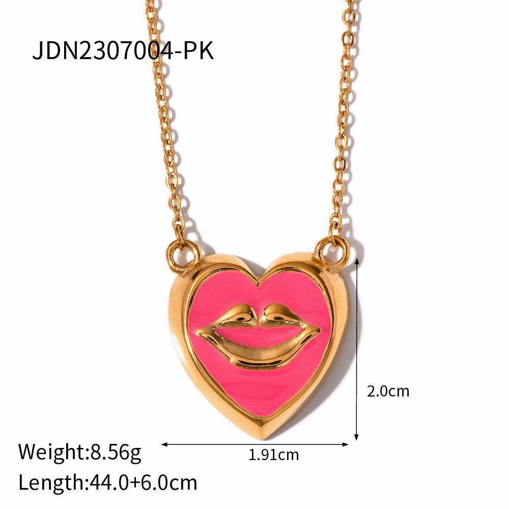 Wholesale Vintage Geometric Metal Lip Pattern Necklace and Earrings Set
