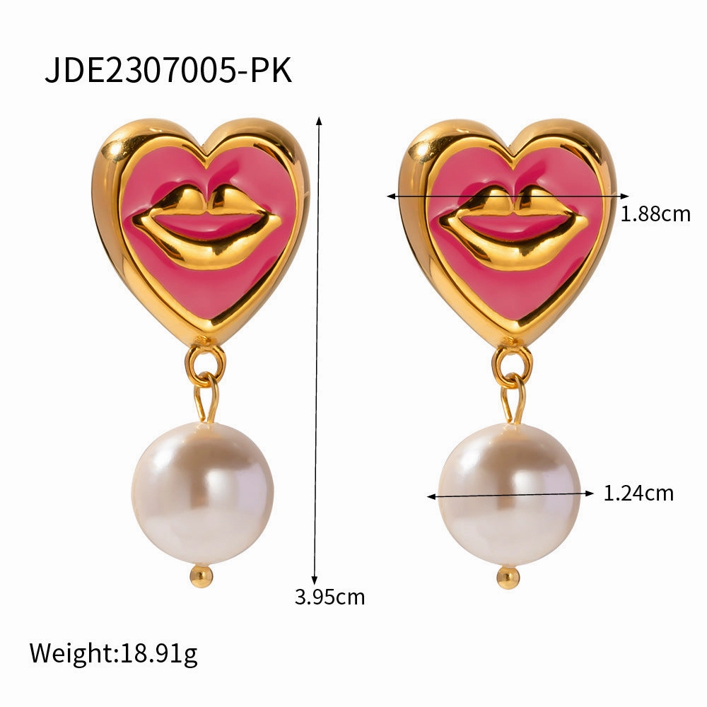 Wholesale Vintage Geometric Metal Lip Pattern Necklace and Earrings Set