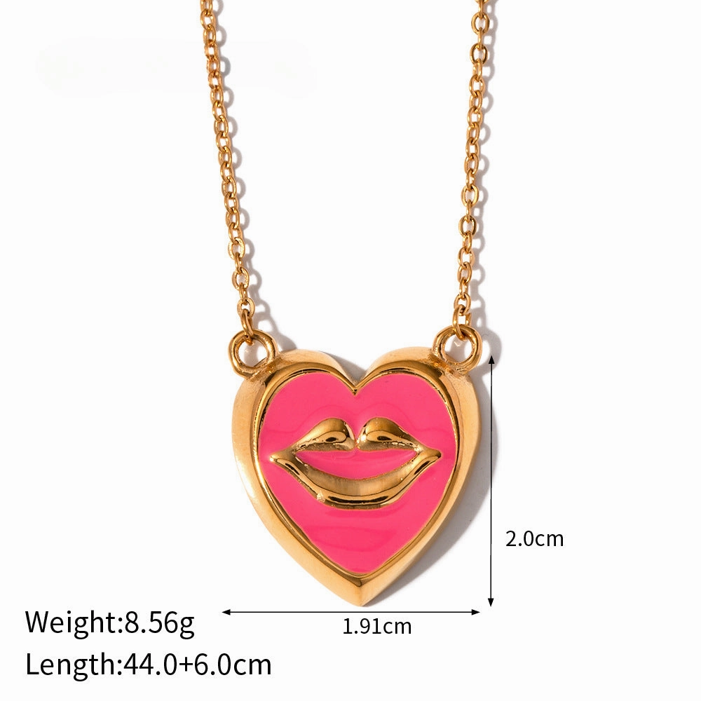 Wholesale Vintage Geometric Metal Lip Pattern Necklace and Earrings Set