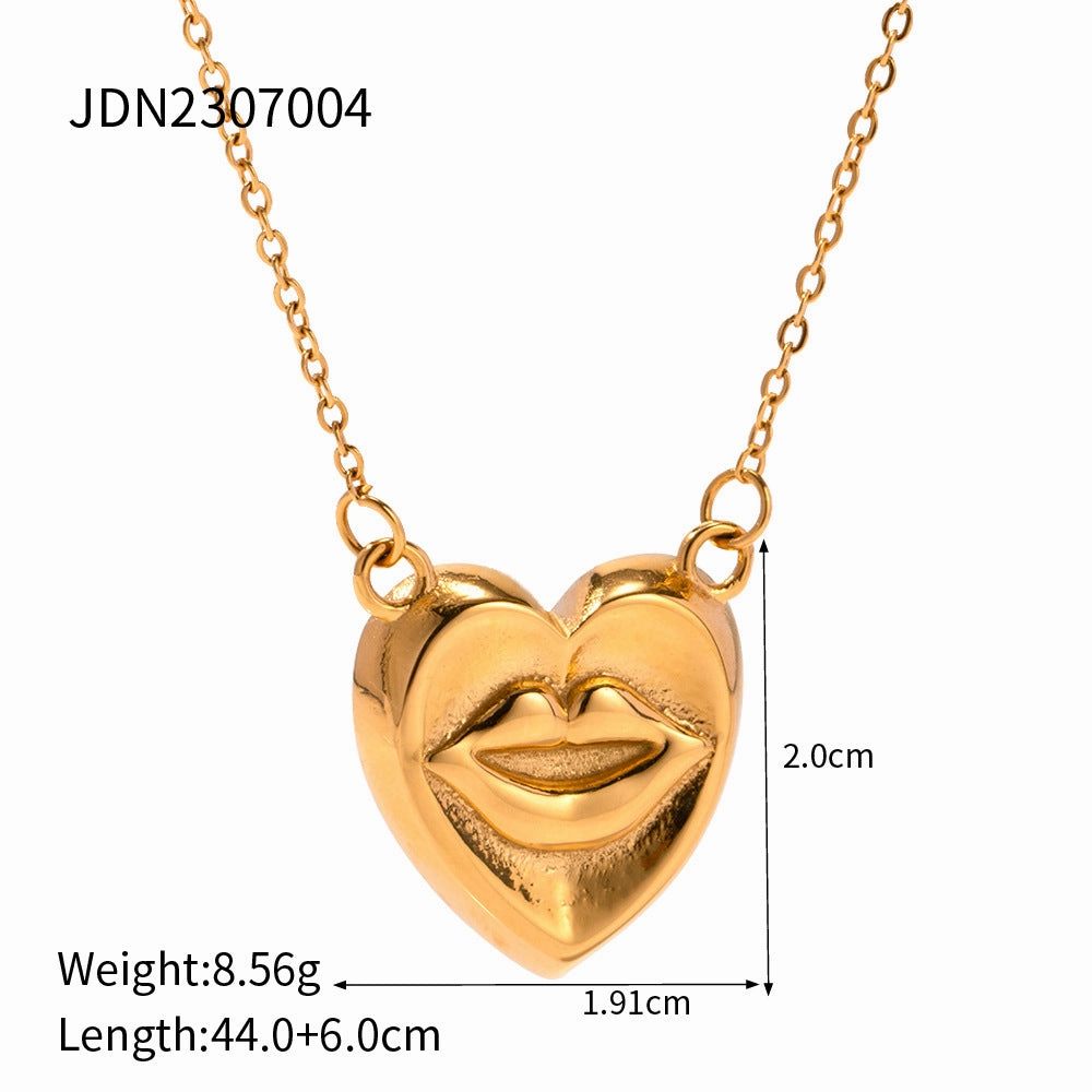 Wholesale Vintage Geometric Metal Lip Pattern Necklace and Earrings Set