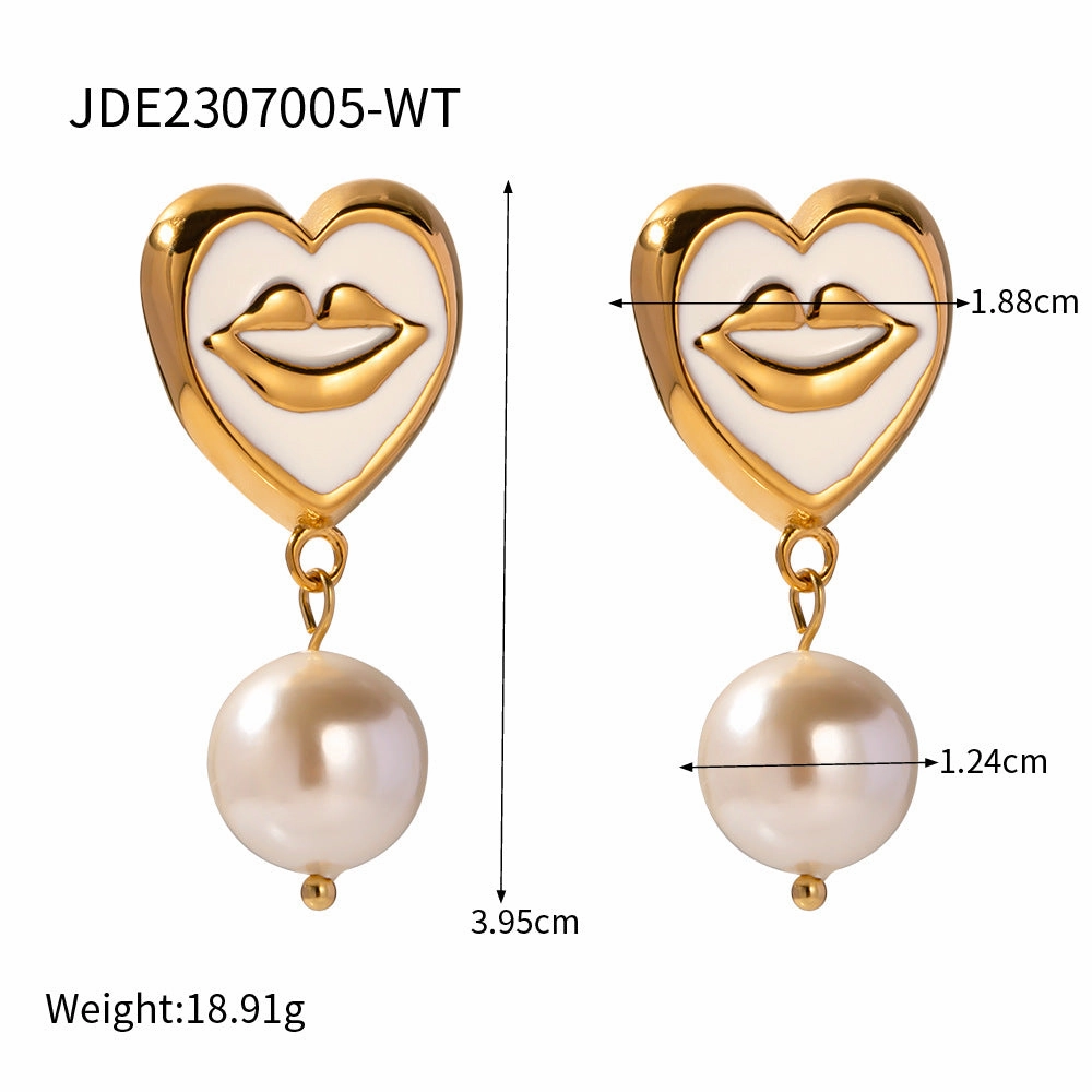 Wholesale Vintage Geometric Metal Lip Pattern Necklace and Earrings Set