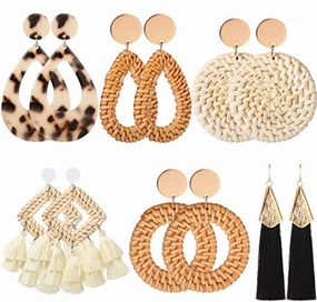 Wholesale Vintage Geometric Vines Wood Earrings
