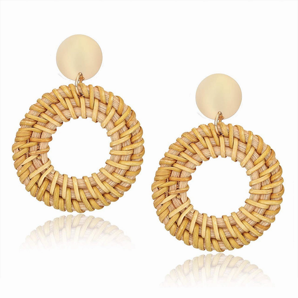 Wholesale Vintage Geometric Vines Wood Earrings