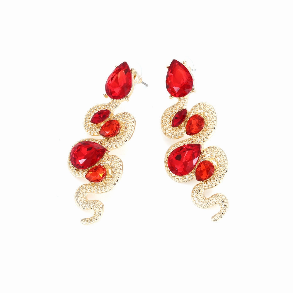 Wholesale Vintage Glass Snake Alloy Ear Studs