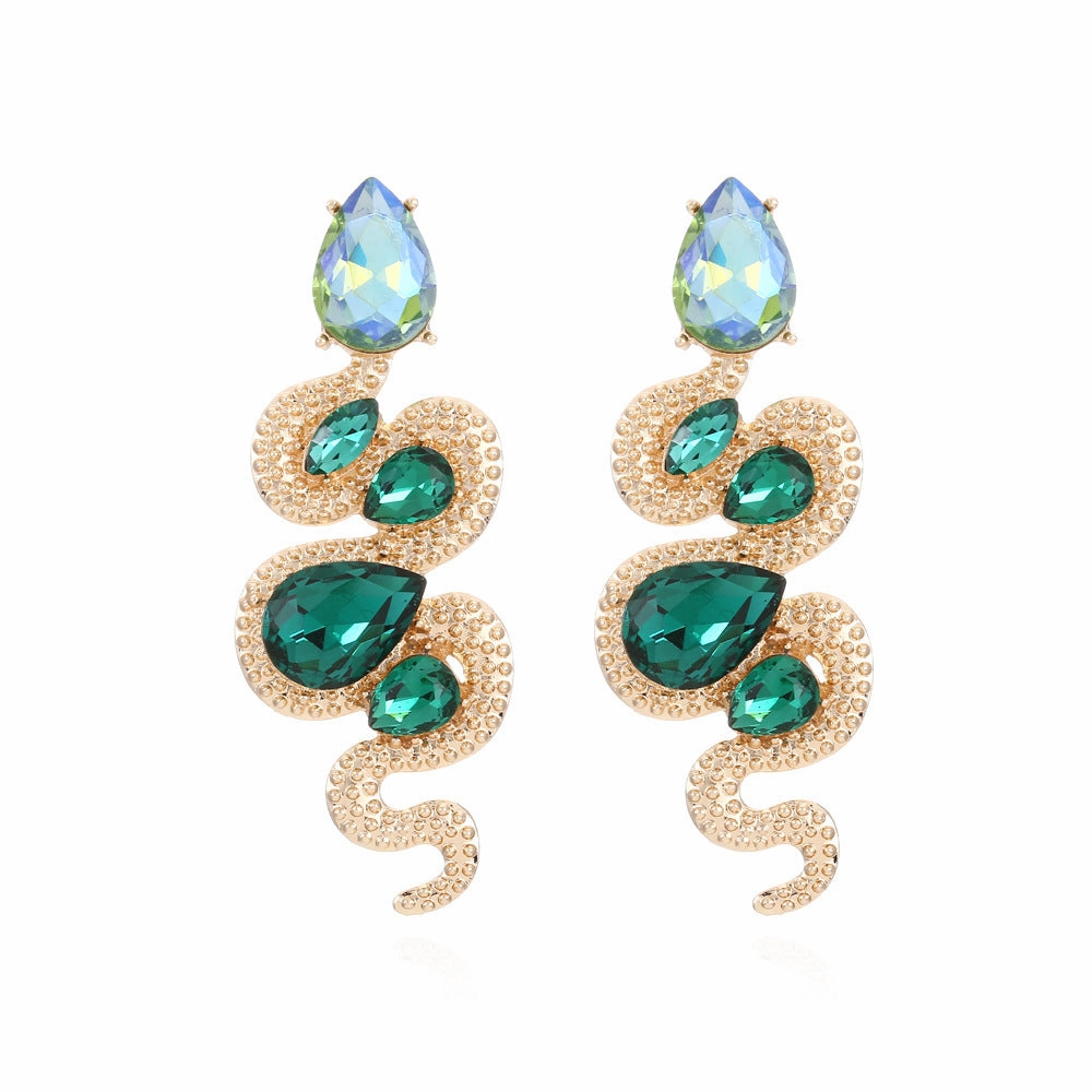 Wholesale Vintage Glass Snake Alloy Ear Studs