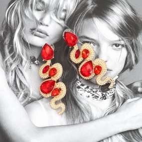 Wholesale Vintage Glass Snake Alloy Ear Studs