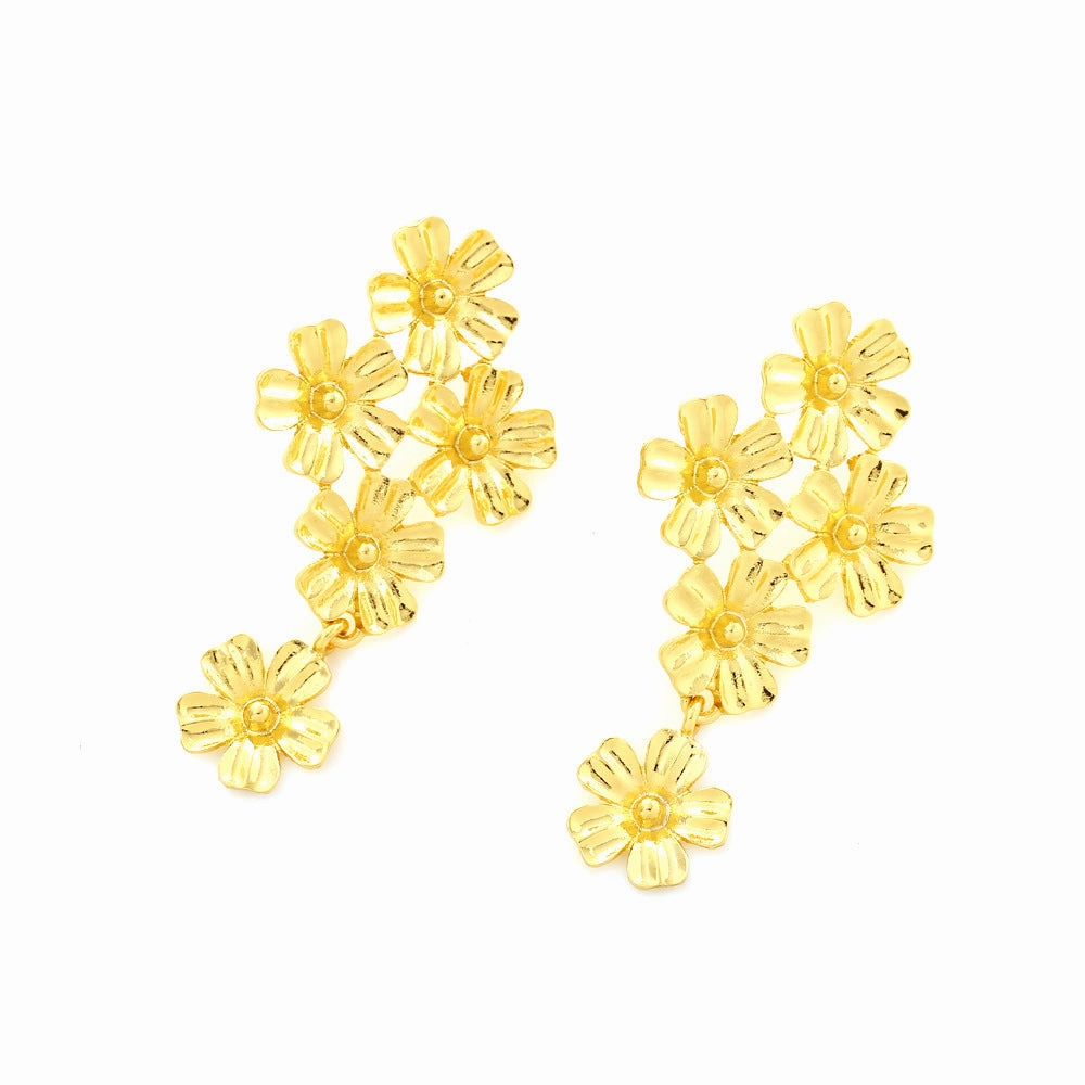Wholesale Vintage Gold Flower Alloy Earrings