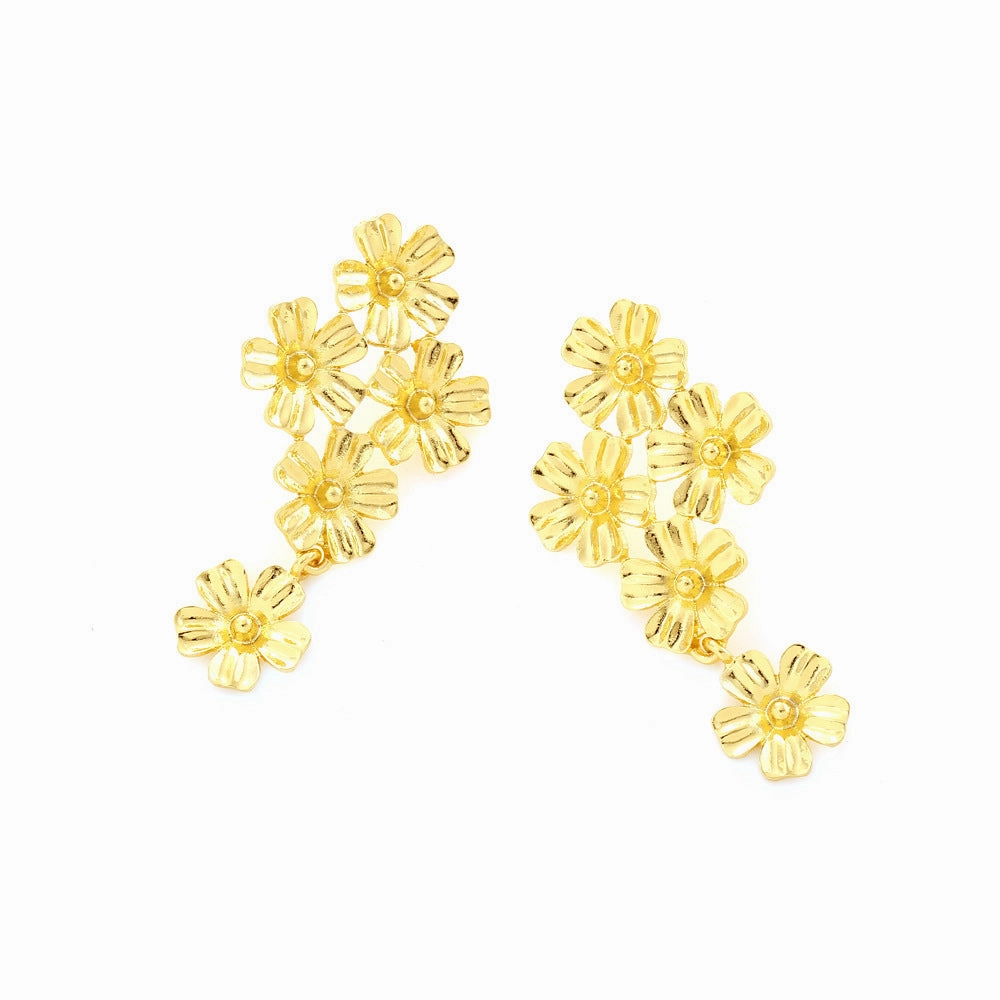 Wholesale Vintage Gold Flower Alloy Earrings