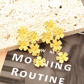 Wholesale Vintage Gold Flower Alloy Earrings