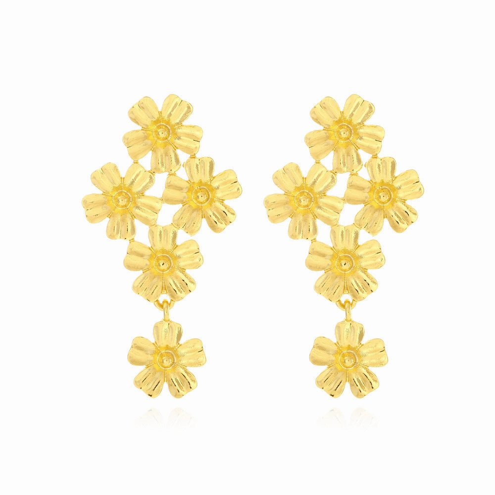 Wholesale Vintage Gold Flower Alloy Earrings