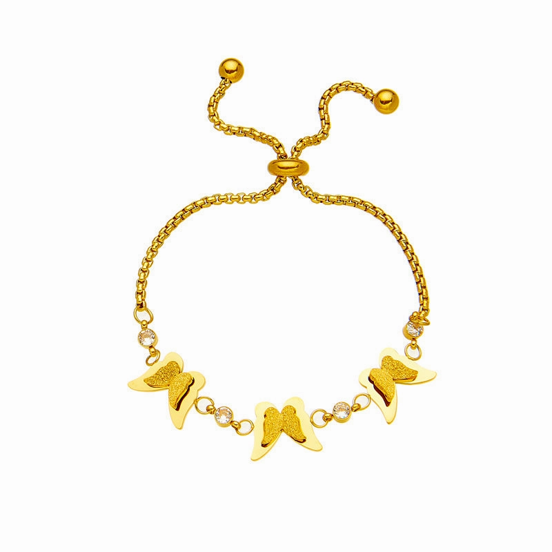 Wholesale Vintage Gold Titanium Steel Pull-out Three-dimensional Butterfly Bracelet