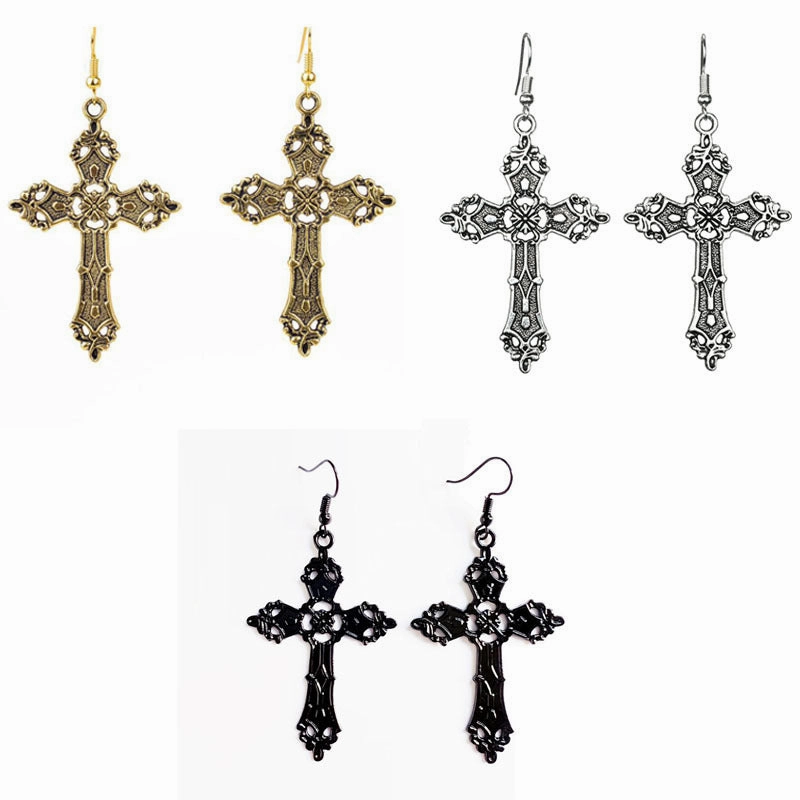 Wholesale Vintage Gothic Cross Alloy Earrings