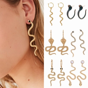 Wholesale Vintage Gothic Metal Snake Earrings