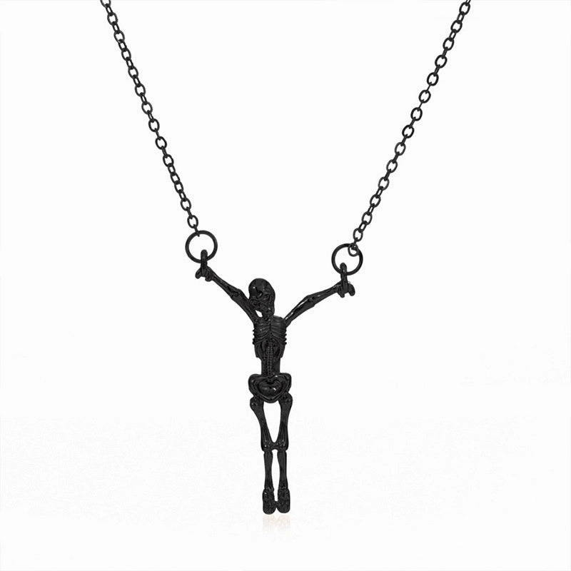 Wholesale Vintage Halloween Skull Pendant Item Gothic Sweater Alloy Necklace