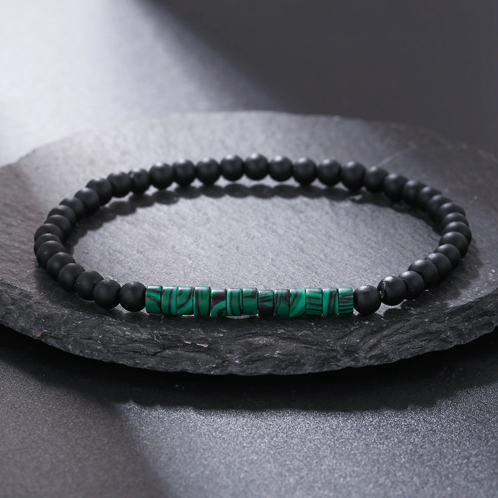 Wholesale Vintage Hand-Beaded Black Gallstone Turquoise Bracelet