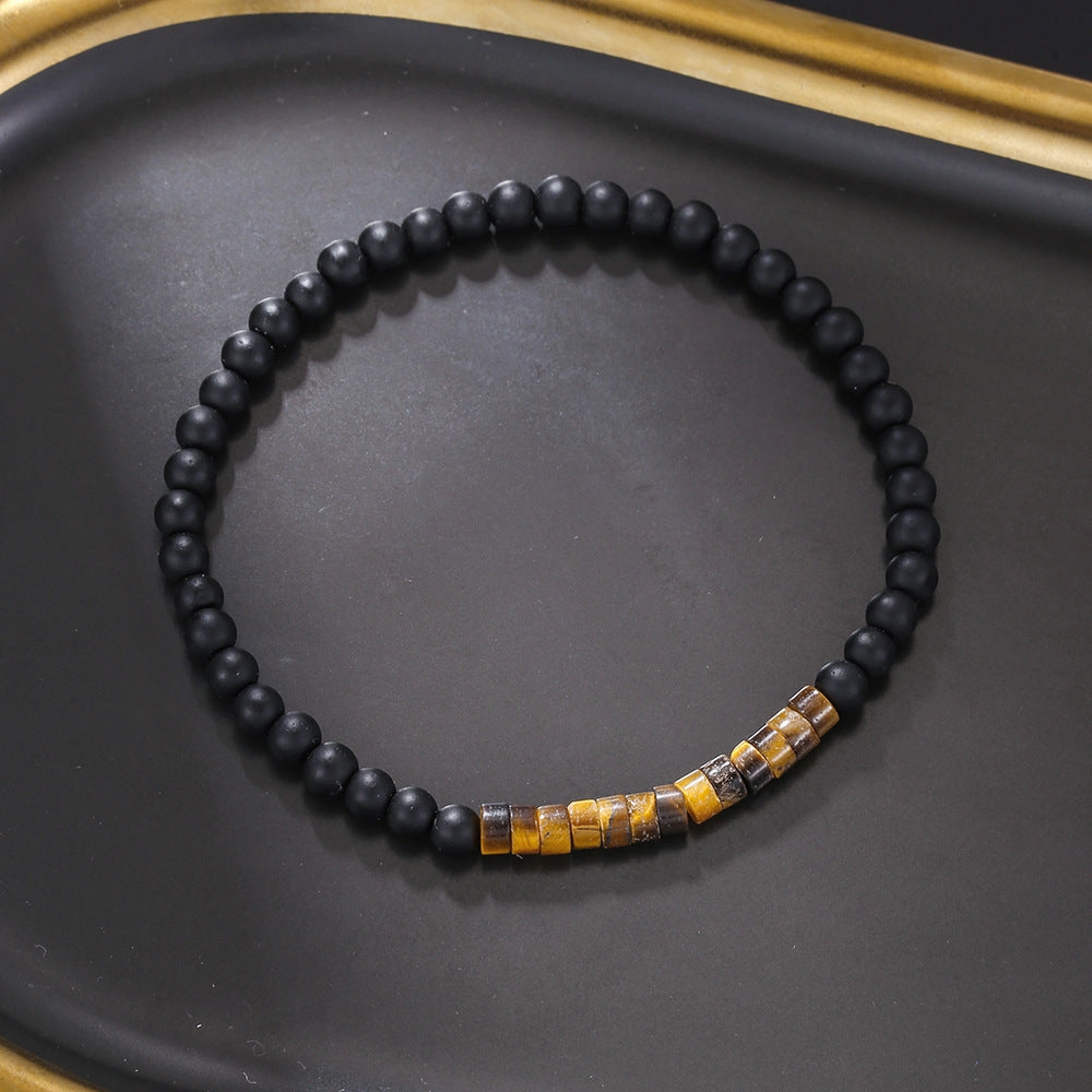 Wholesale Vintage Hand-Beaded Black Gallstone Turquoise Bracelet
