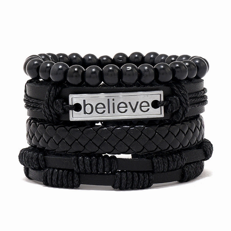 Wholesale Vintage Hand Made Leather Bracelet Set of Four