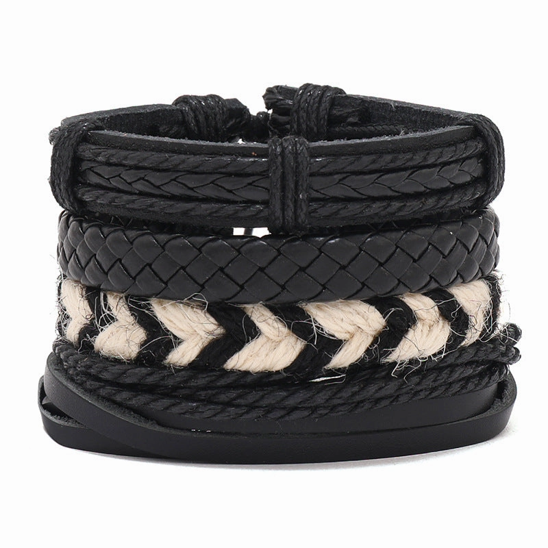 Wholesale Vintage Hand Made Leather Bracelet Set of Four