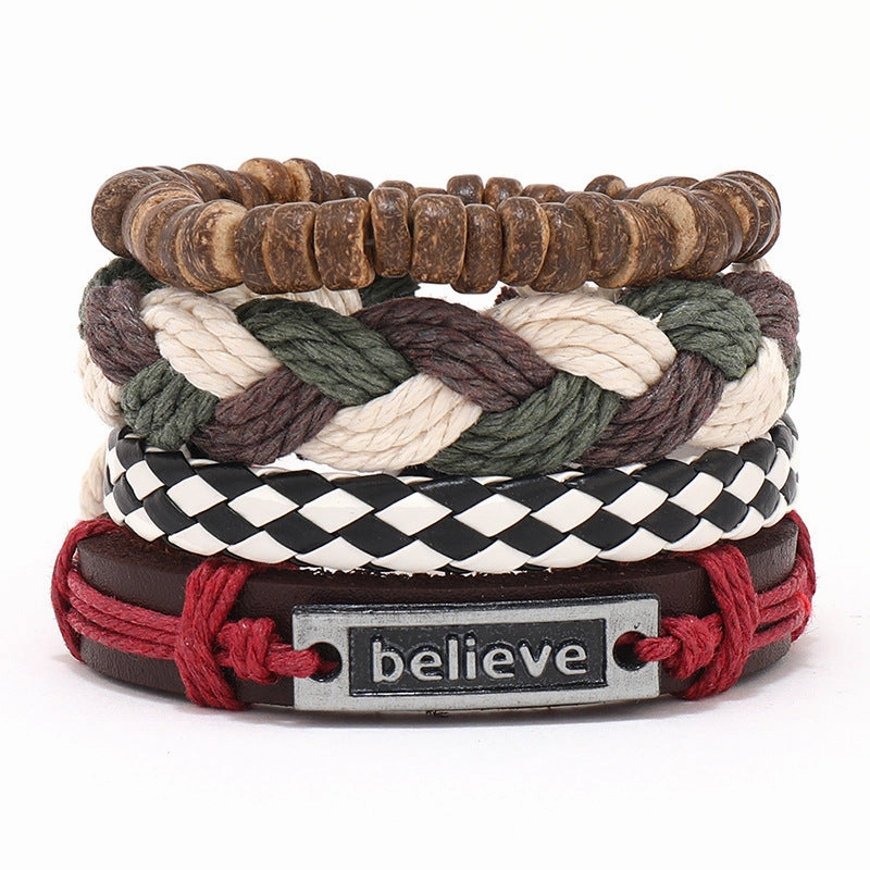 Wholesale Vintage Hand Made Leather Bracelet Set of Four