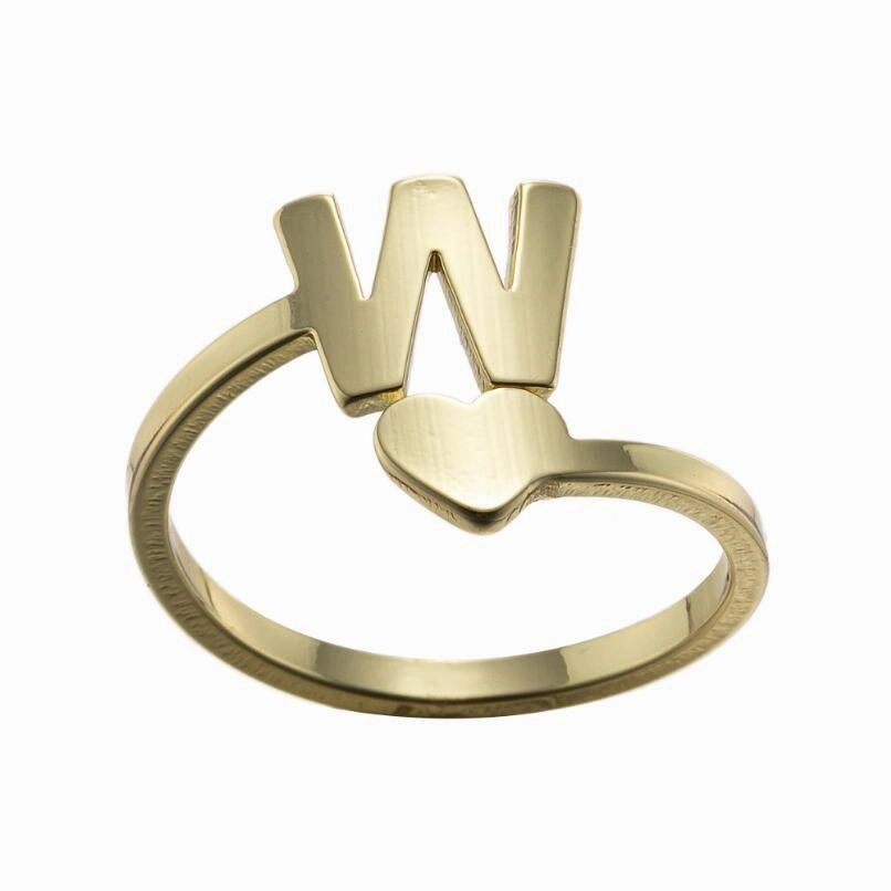 Wholesale Vintage Heart Alphabet Titanium Steel Rings