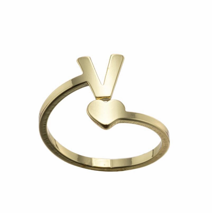 Wholesale Vintage Heart Alphabet Titanium Steel Rings