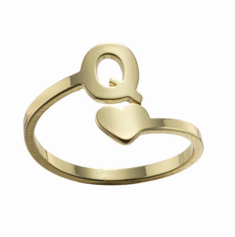 Wholesale Vintage Heart Alphabet Titanium Steel Rings