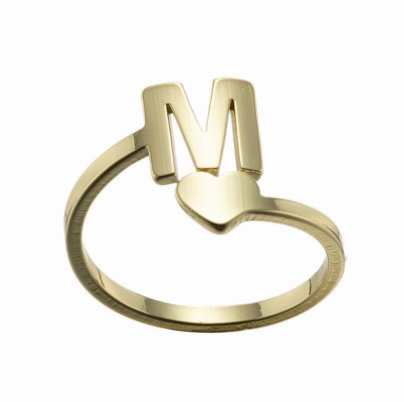 Wholesale Vintage Heart Alphabet Titanium Steel Rings