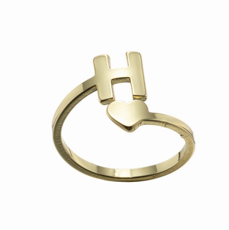 Wholesale Vintage Heart Alphabet Titanium Steel Rings