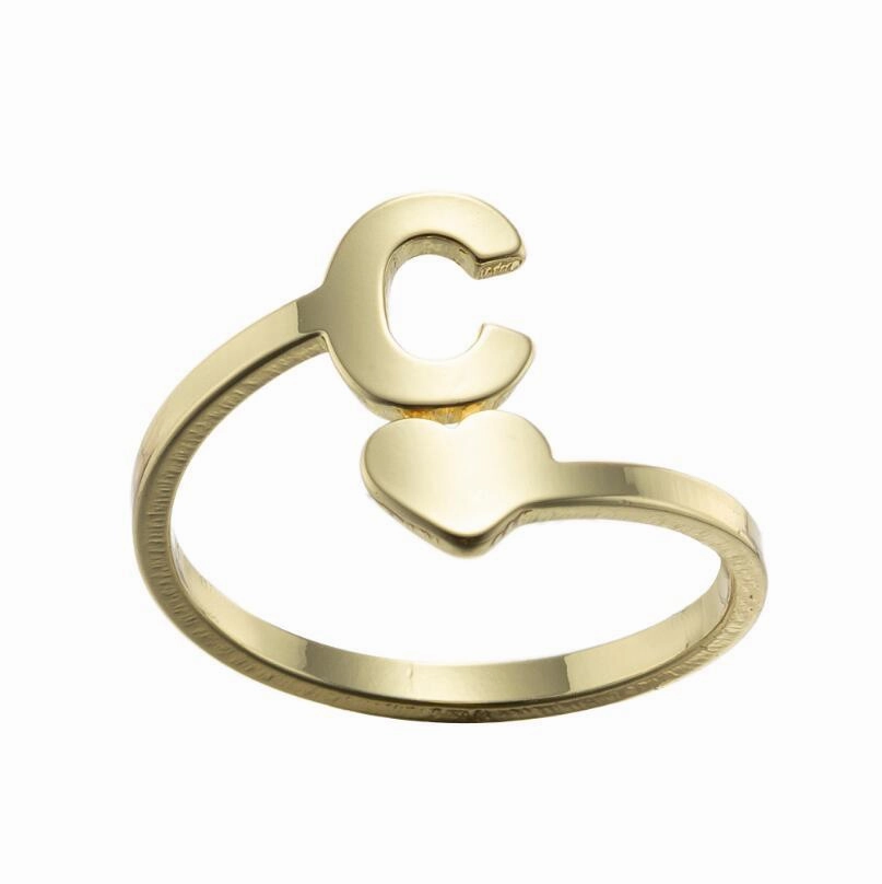 Wholesale Vintage Heart Alphabet Titanium Steel Rings