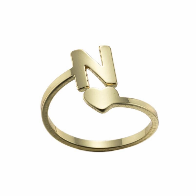 Wholesale Vintage Heart Alphabet Titanium Steel Rings