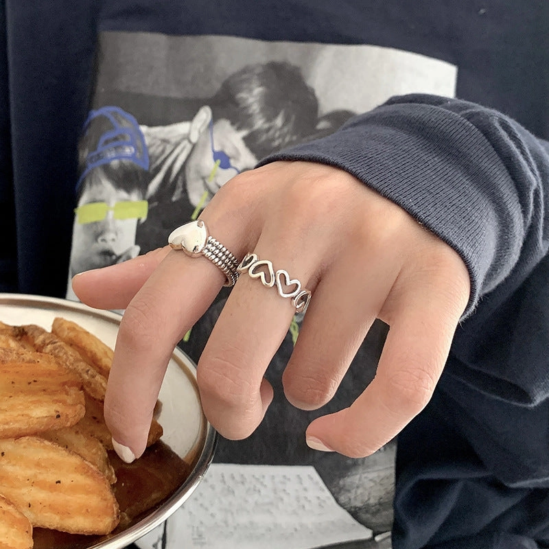 Wholesale Vintage Heart Hollow Silver Rings
