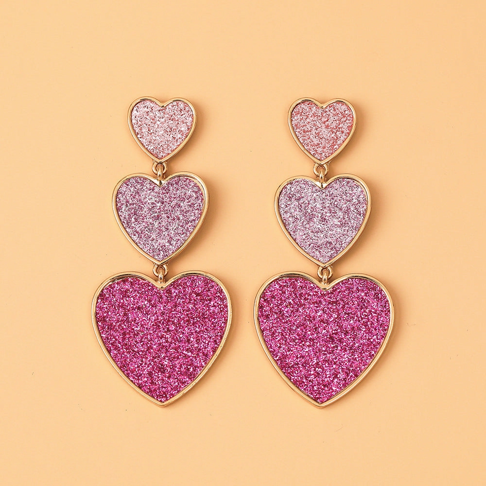 Wholesale Vintage Heart Sequin Alloy Earrings