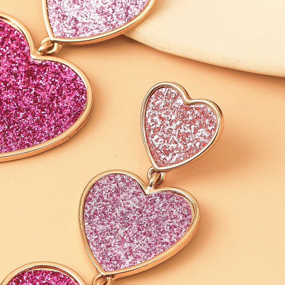 Wholesale Vintage Heart Sequin Alloy Earrings