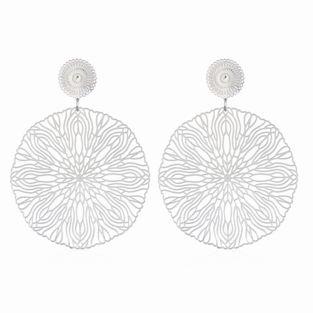 Wholesale Vintage Hollow Flowers Metal Earrings