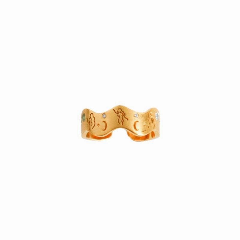 Wholesale Vintage Hollow Open Zircon Inlaid Stainless Steel Ring
