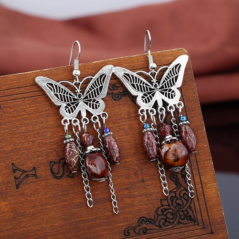 Wholesale Vintage Hollowed Out Butterfly Alloy Earrings