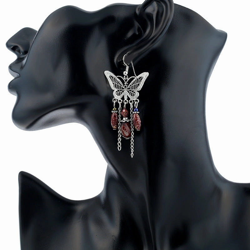 Wholesale Vintage Hollowed Out Butterfly Alloy Earrings