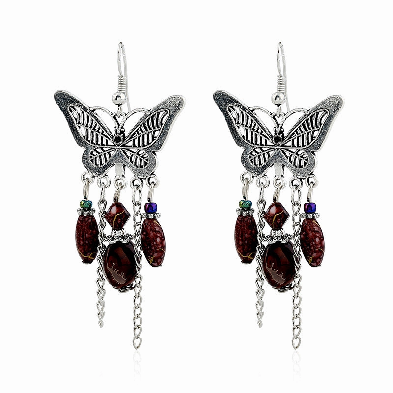 Wholesale Vintage Hollowed Out Butterfly Alloy Earrings