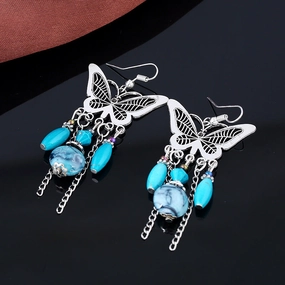Wholesale Vintage Hollowed Out Butterfly Alloy Earrings