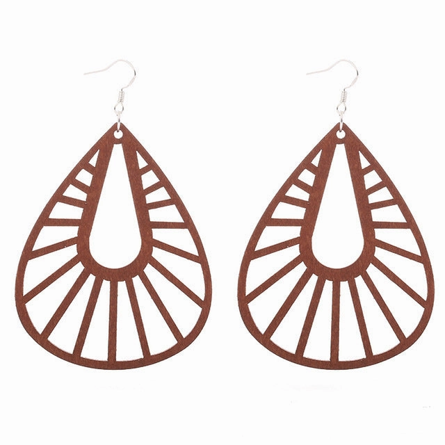 Wholesale Vintage Hollowed Out Wood Earrings