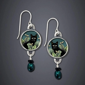 Wholesale Vintage Kitten Flowers Alloy Earrings