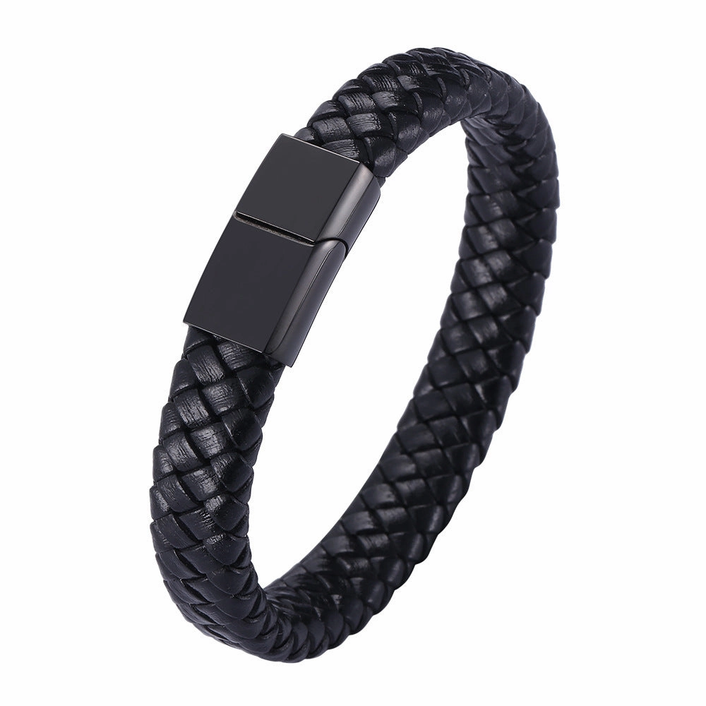 Wholesale Vintage Leather Hand Woven Men's Alloy Bracelet