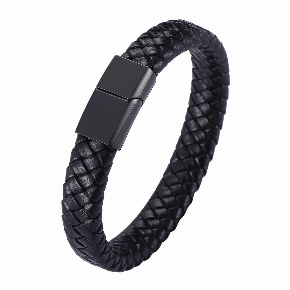 Wholesale Vintage Leather Hand Woven Men's Alloy Bracelet
