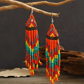 Wholesale Vintage Long Length Multilayer Bead Earrings