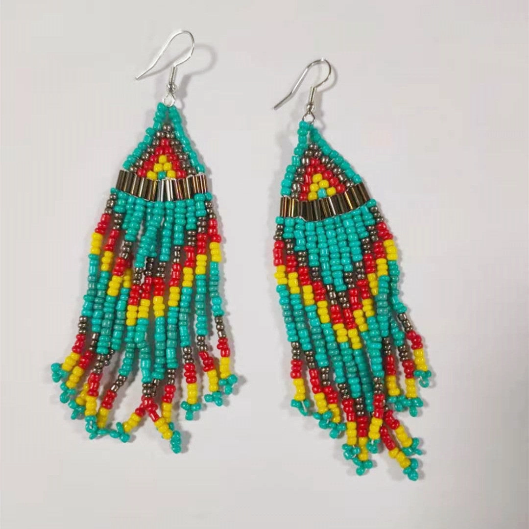 Wholesale Vintage Long Length Multilayer Bead Earrings