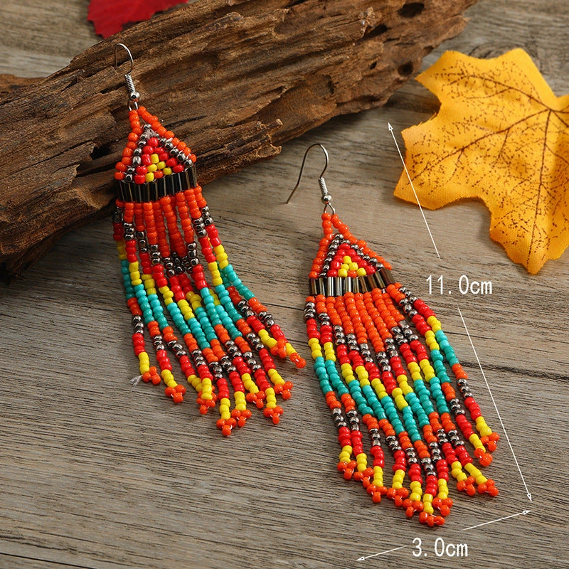 Wholesale Vintage Long Length Multilayer Bead Earrings