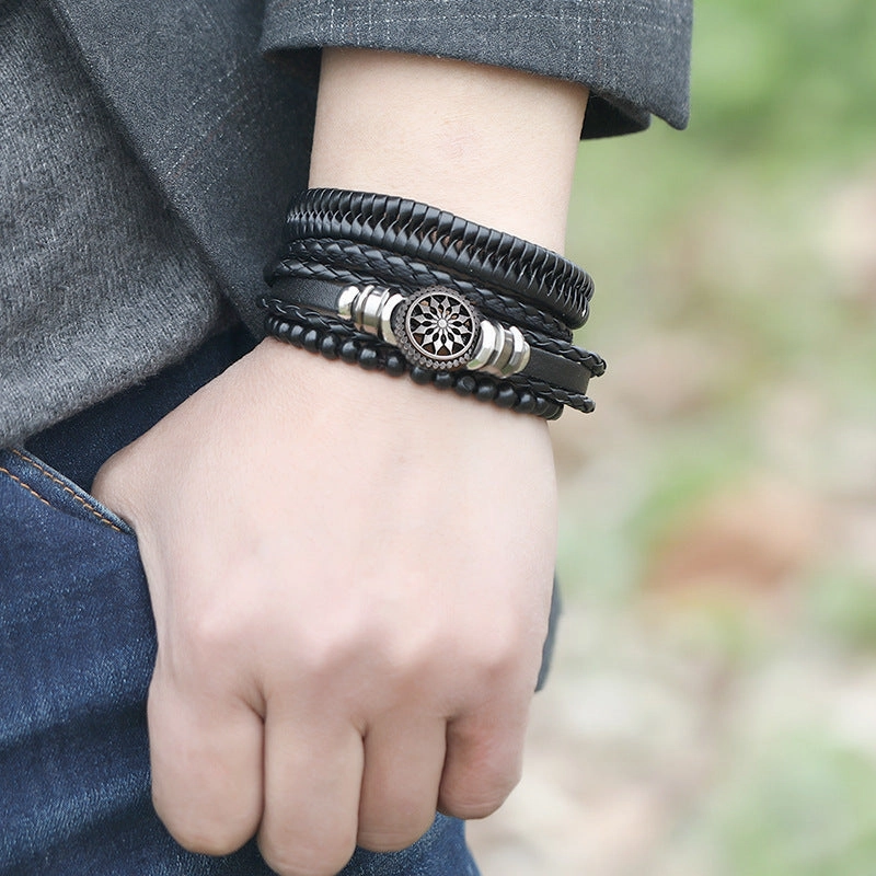Wholesale Vintage Men's Leather Bracelet Set of 4