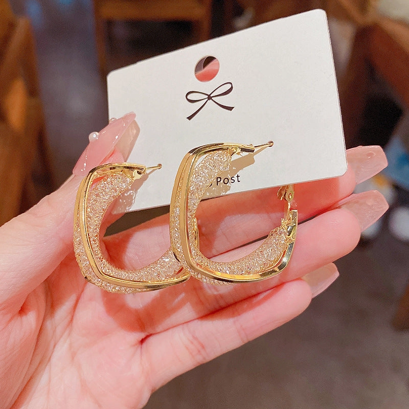Wholesale Vintage Metal Exaggerated Earrings 925 Silver Pin Alloy Earrings