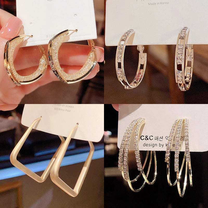 Wholesale Vintage Metal Exaggerated Earrings 925 Silver Pin Alloy Earrings
